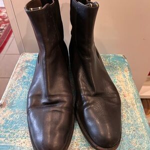 Helmut Lang Italy Black Low Women’s  Boots with Elastic Panels Low Heel Sz 39.5